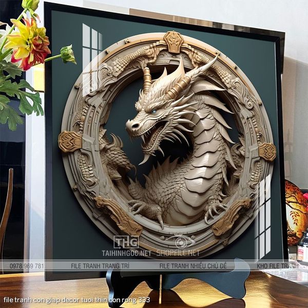 file tranh con giap decor tuoi thin con rong 333