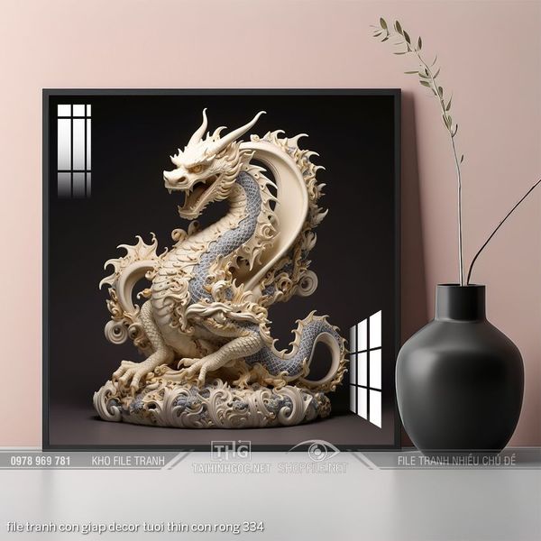 file tranh con giap decor tuoi thin con rong 334