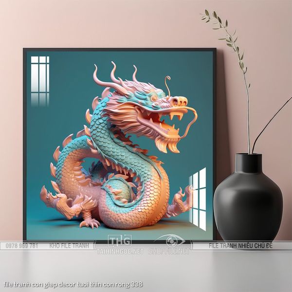 file tranh con giap decor tuoi thin con rong 338