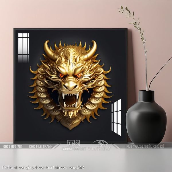 file tranh con giap decor tuoi thin con rong 342
