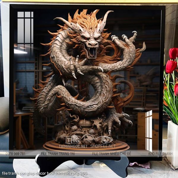 file tranh con giap decor tuoi thin con rong 368