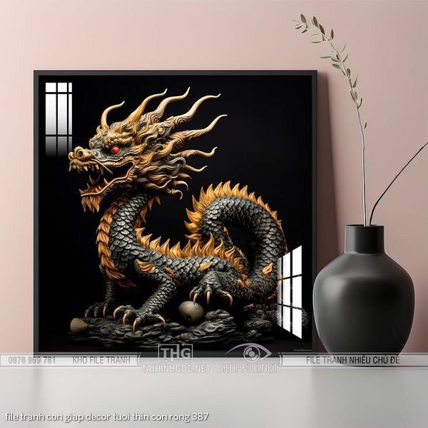 file tranh con giap decor tuoi thin con rong 387