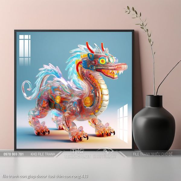 file tranh con giap decor tuoi thin con rong 413