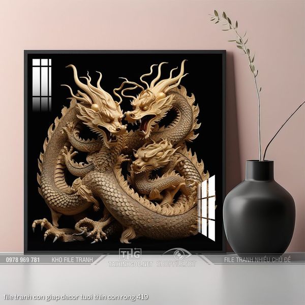 file tranh con giap decor tuoi thin con rong 419