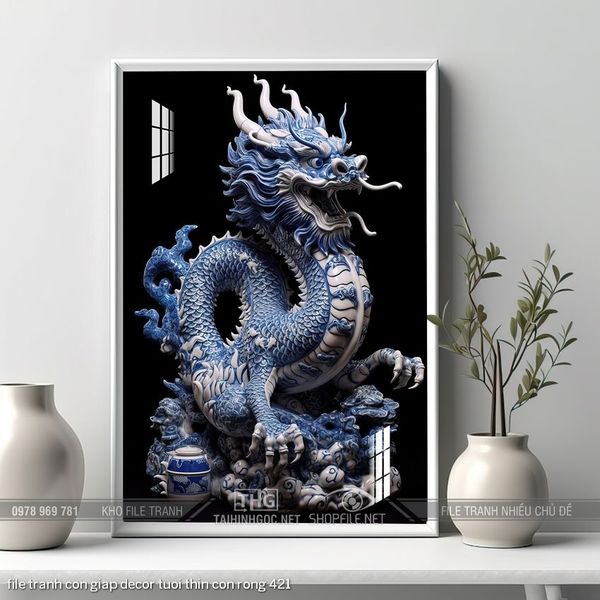 file tranh con giap decor tuoi thin con rong 421