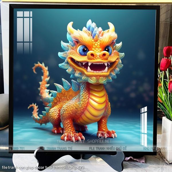 file tranh con giap decor tuoi thin con rong 423