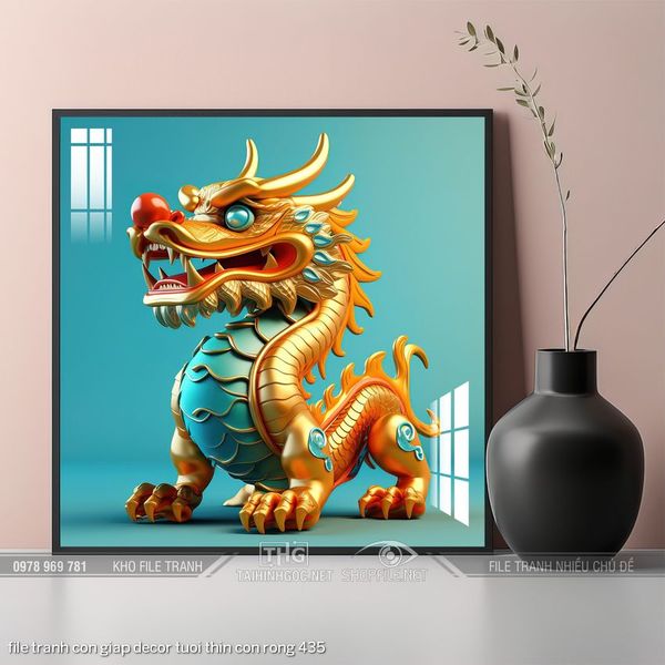 file tranh con giap decor tuoi thin con rong 435