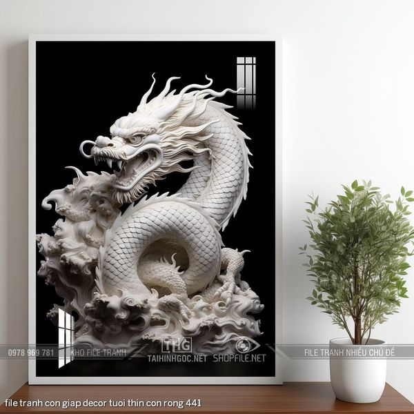 file tranh con giap decor tuoi thin con rong 441