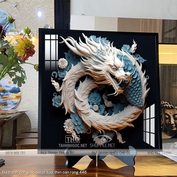 file tranh con giap decor tuoi thin con rong 446