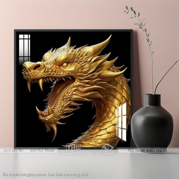 file tranh con giap decor tuoi thin con rong 466