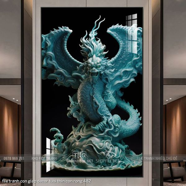 file tranh con giap decor tuoi thin con rong 482