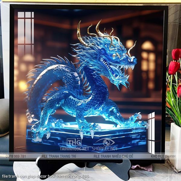 file tranh con giap decor tuoi thin con rong 488