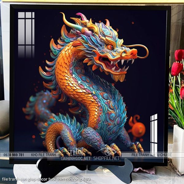 file tranh con giap decor tuoi thin con rong 489