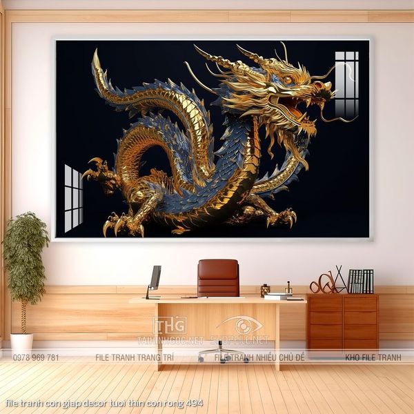 file tranh con giap decor tuoi thin con rong 494