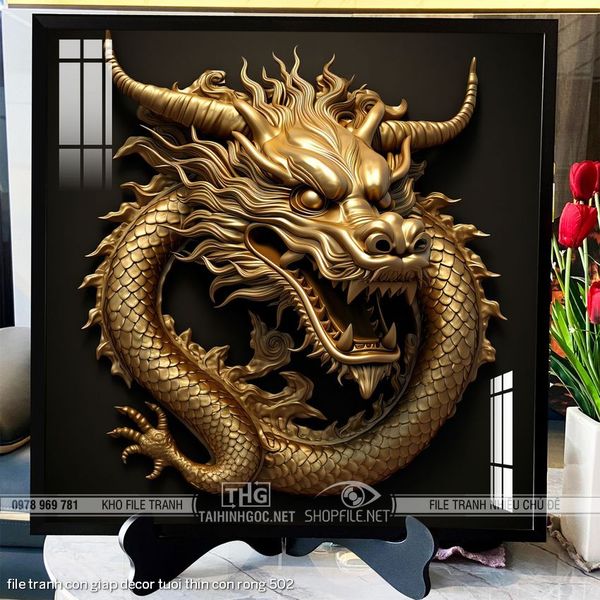 file tranh con giap decor tuoi thin con rong 502