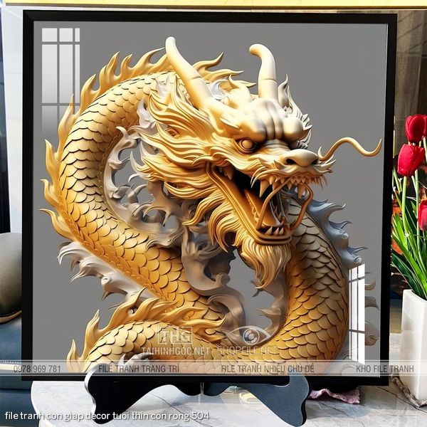 file tranh con giap decor tuoi thin con rong 504