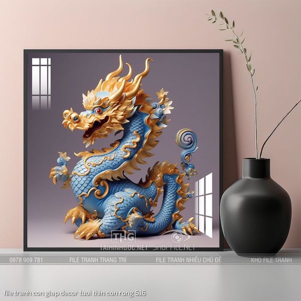 file tranh con giap decor tuoi thin con rong 516