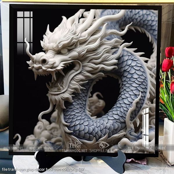 file tranh con giap decor tuoi thin con rong 517