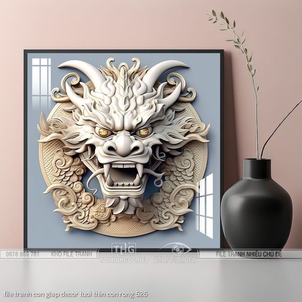 file tranh con giap decor tuoi thin con rong 526