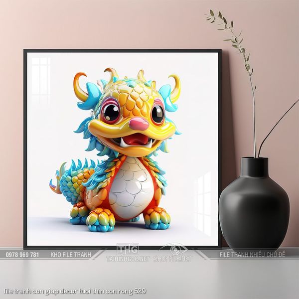 file tranh con giap decor tuoi thin con rong 529
