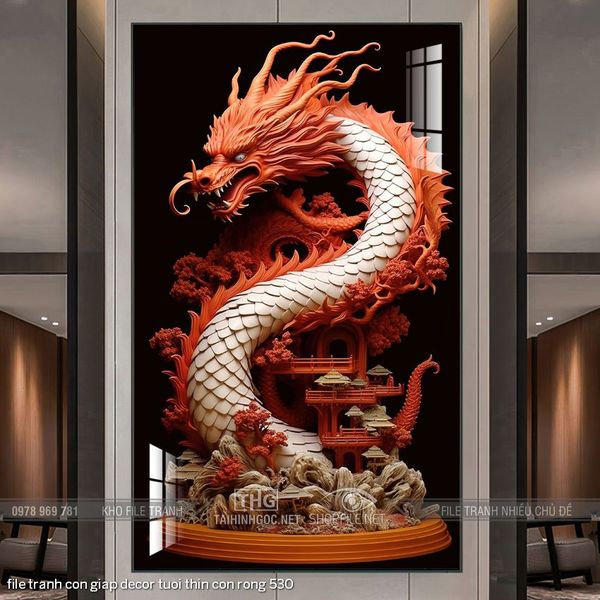 file tranh con giap decor tuoi thin con rong 530