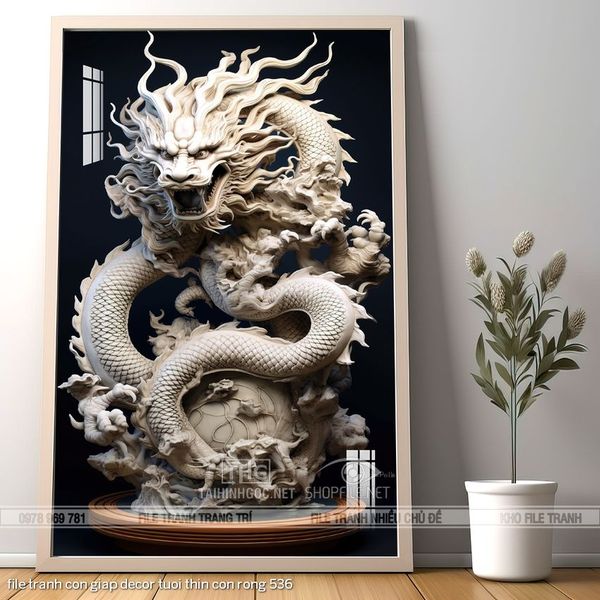 file tranh con giap decor tuoi thin con rong 536