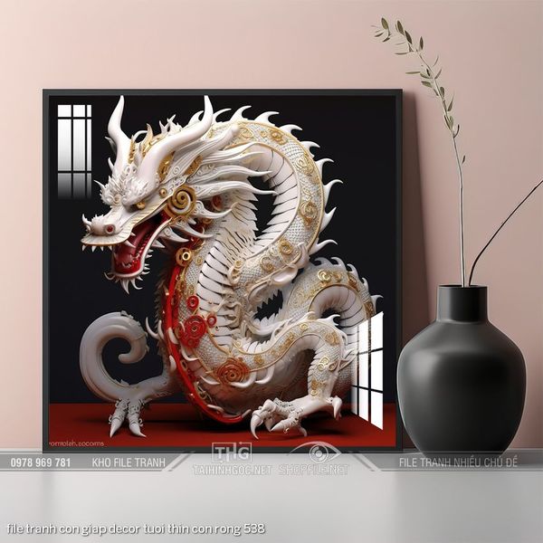 file tranh con giap decor tuoi thin con rong 538