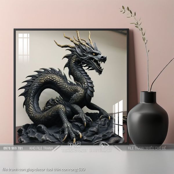 file tranh con giap decor tuoi thin con rong 539