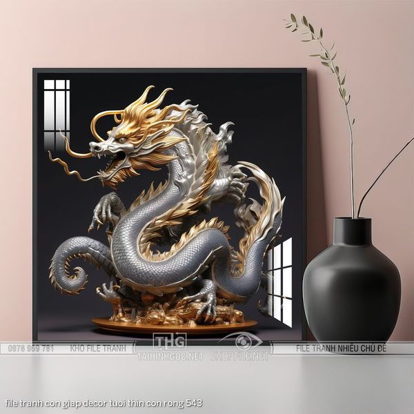 file tranh con giap decor tuoi thin con rong 543