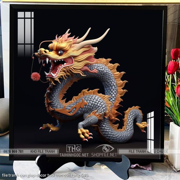 file tranh con giap decor tuoi thin con rong 548
