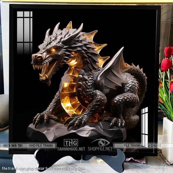 file tranh con giap decor tuoi thin con rong 554