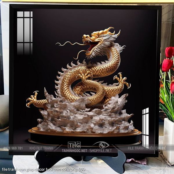 file tranh con giap decor tuoi thin con rong 559
