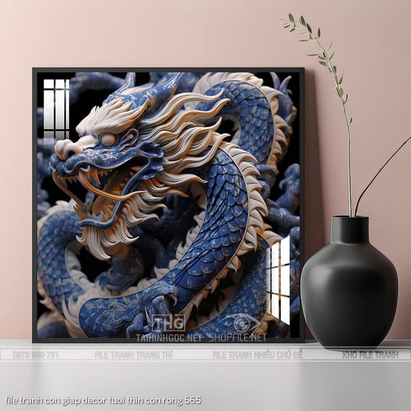 file tranh con giap decor tuoi thin con rong 565