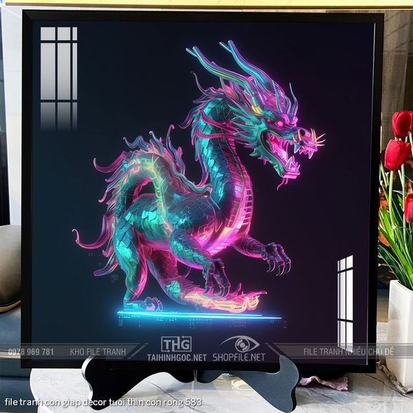 file tranh con giap decor tuoi thin con rong 583