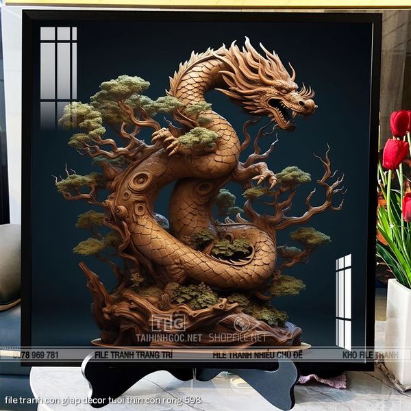 file tranh con giap decor tuoi thin con rong 598