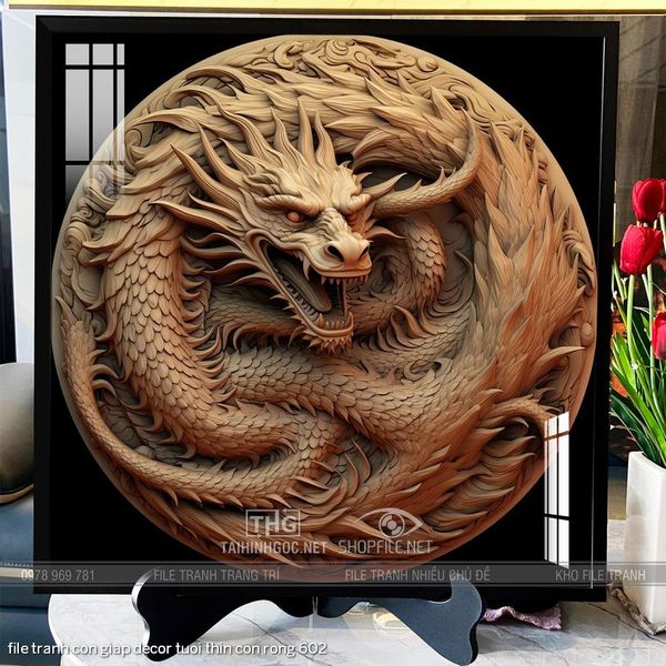 file tranh con giap decor tuoi thin con rong 602
