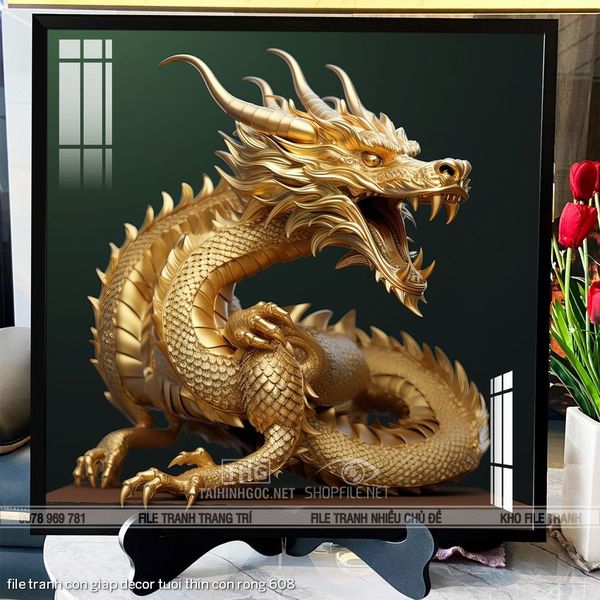 file tranh con giap decor tuoi thin con rong 608