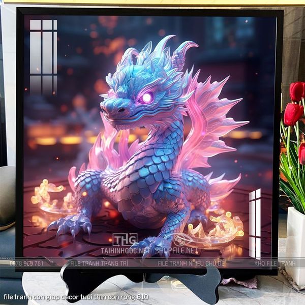 file tranh con giap decor tuoi thin con rong 610