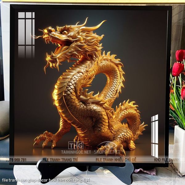 file tranh con giap decor tuoi thin con rong 614