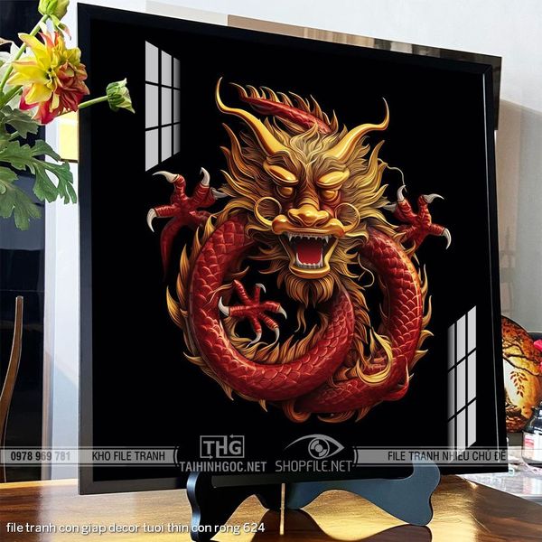 file tranh con giap decor tuoi thin con rong 624