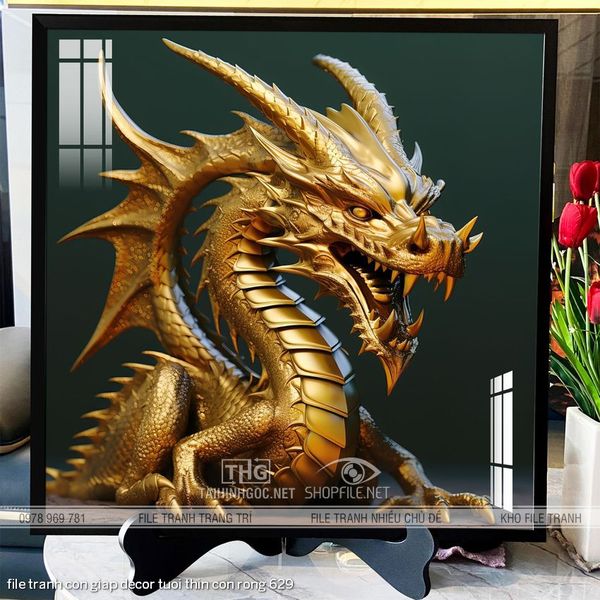 file tranh con giap decor tuoi thin con rong 629