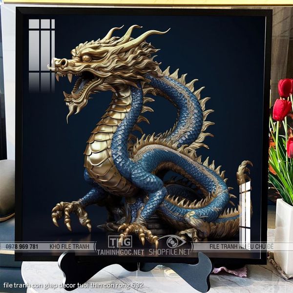 file tranh con giap decor tuoi thin con rong 632