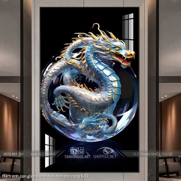 file tranh con giap decor tuoi thin con rong 633