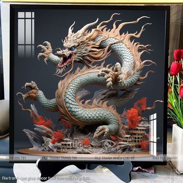 file tranh con giap decor tuoi thin con rong 642