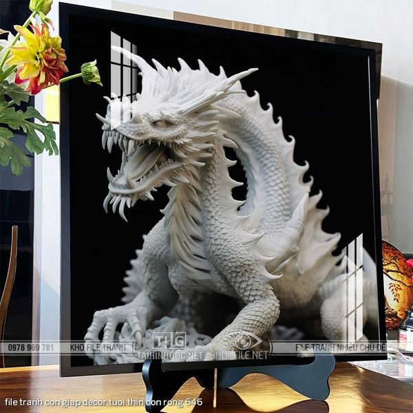 file tranh con giap decor tuoi thin con rong 646