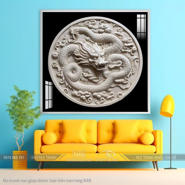 file tranh con giap decor tuoi thin con rong 648