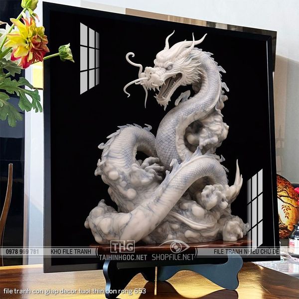 file tranh con giap decor tuoi thin con rong 653