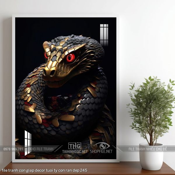 file tranh con giap decor tuoi ty con ran dep 245
