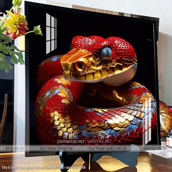 file tranh con giap decor tuoi ty con ran dep 338