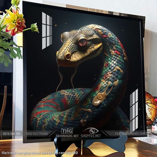 file tranh con giap decor tuoi ty con ran dep 419